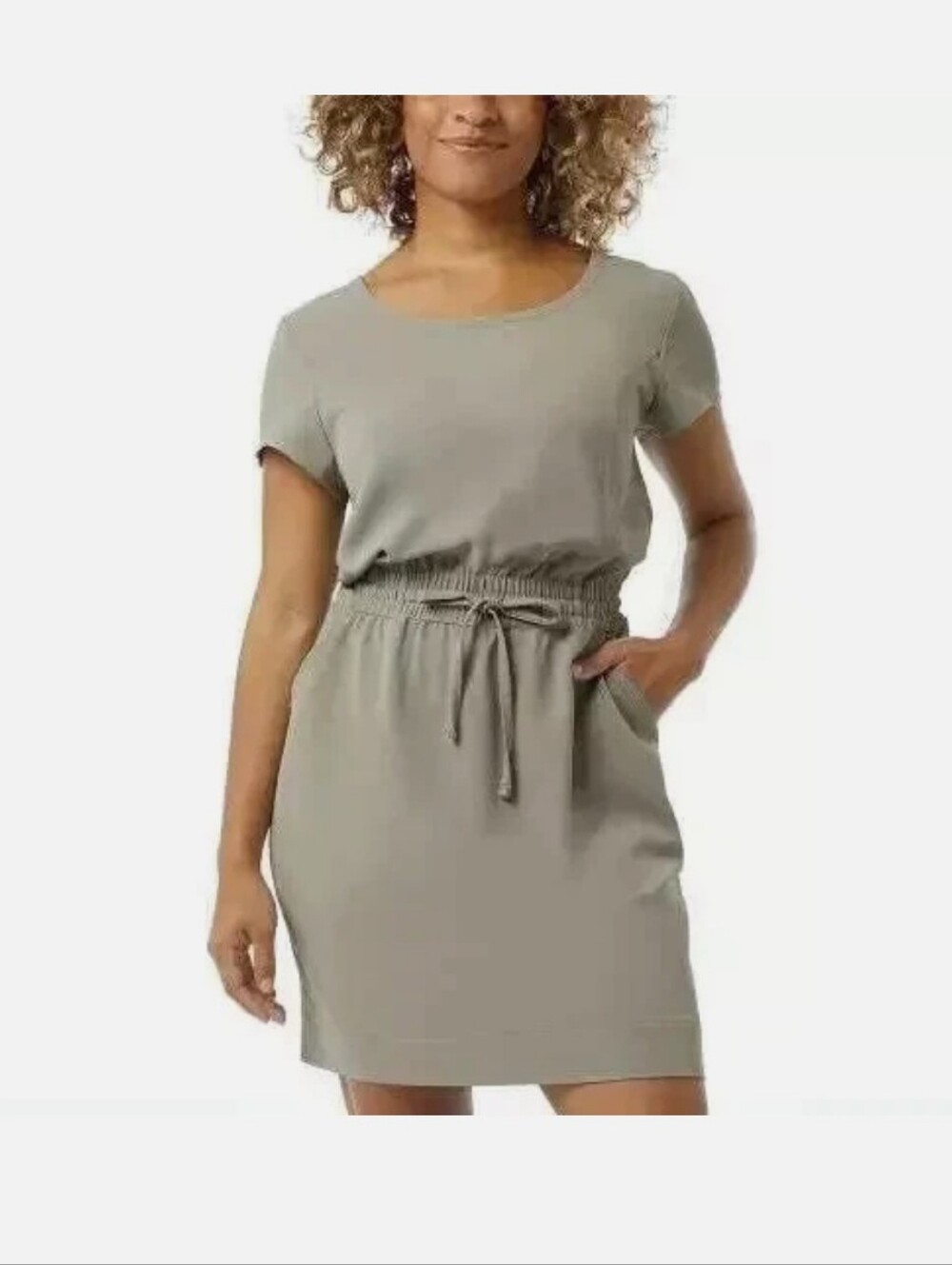 32 Degrees COOL Ladies Soft Twill Drawstring  Dress - Olive Green
